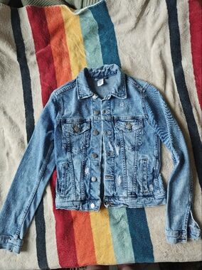 H&M Light Blue Distressed Denim Jacket